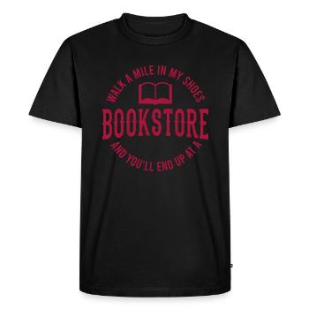 Libraire Bouquin vermisseeux de livres - T-shirt Premium bio Homme - noir - Devant - Nico (187cm)