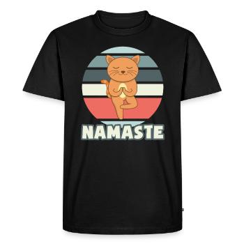 NAMASTE Yoga Chat Propriétaire de chat Professeur de yoga - T-shirt Premium bio Homme - noir - Devant - Nico (187cm)
