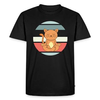 Namaste chat méditant chat yoga - T-shirt Premium bio Homme - noir - Devant - Nico (187cm)