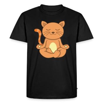 Namaste chat méditant chat yoga - T-shirt Premium bio Homme - noir - Devant - Nico (187cm)