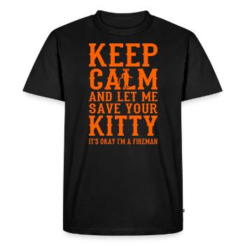 Keep Calm Pompiers Drôle pompiers pompiers - T-shirt Premium bio Homme - noir - Devant - Nico (187cm)