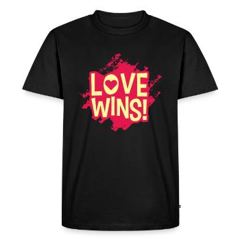 LOVE WINS LGBT Pride Gay Pride Month LGBTQ - Men's Premium Organic T-Shirt - black - Front - Nico (187cm)
