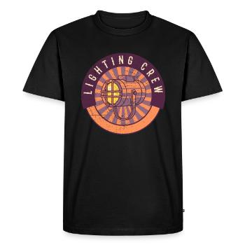 LIGHTING CREW RÉTRO Techniciens d’éclairage - T-shirt Premium bio Homme - noir - Devant - Nico (187cm)