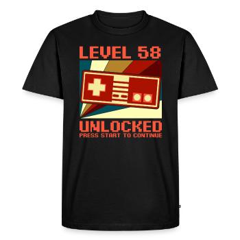 LEVEL 58 UNLOCKED 58 Birthday Gamer Controller - Men's Premium Organic T-Shirt - black - Front - Nico (187cm)