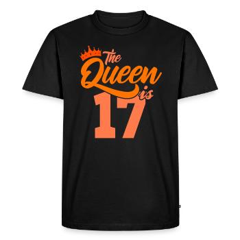 BIRTHDAY QUEEN 17 Anniversaire Sœur 17 ans - T-shirt Premium bio Homme - noir - Devant - Nico (187cm)