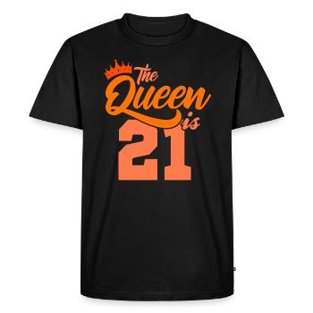 BIRTHDAY QUEEN 21 Anniversaire Sœur 21 ans - T-shirt Premium bio Homme - noir - Devant - Nico (187cm)