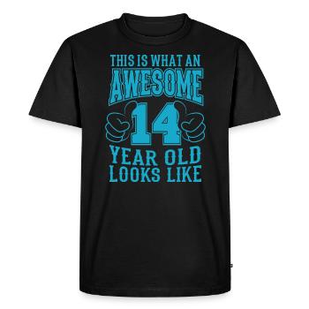 I AM 14 YEARS 14 birthday boys 14 years - Men's Premium Organic T-Shirt - black - Front - Nico (187cm)
