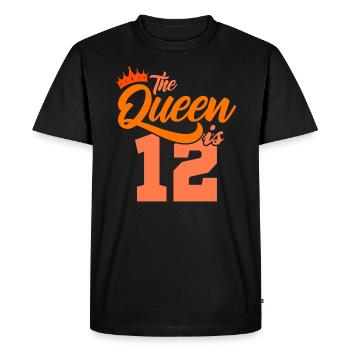 BIRTHDAY QUEEN 12 Anniversaire fille 12 ans - T-shirt Premium bio Homme - noir - Devant - Nico (187cm)