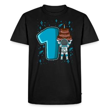 1 anniversaire jeune 1 année astronaute spatial - T-shirt Premium bio Homme - noir - Devant - Nico (187cm)