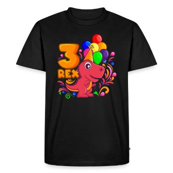 3 REX DINO birthday 3 years dinosaur - Men's Premium Organic T-Shirt - black - Front - Nico (187cm)