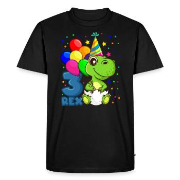 3 REX DINO birthday 3 years dinosaur - Men's Premium Organic T-Shirt - black - Front - Nico (187cm)