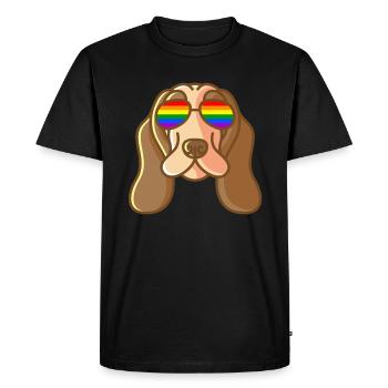 Cocker Spaniel With Glasses Nerd Dog LGBT Pride - Men's Premium Organic T-Shirt - black - Front - Nico (187cm)