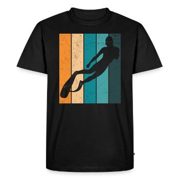 Plongeur free-lance Rétro Apnoetaucher Apnée - T-shirt Premium bio Homme - noir - Devant - Nico (187cm)