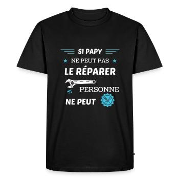 Si papy ne peut pas le réparer personne ne peut ! - T-shirt Premium bio Homme - noir - Devant - Nico (187cm)