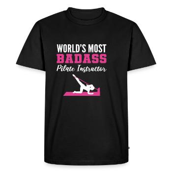 Badass Instructeur de Pilates. Cadeau de professeur de Pilate - T-shirt Premium bio Homme - noir - Devant - Nico (187cm)