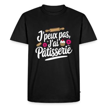 J'peux pas j'ai pâtisserie - cadeau fan patisserie - T-shirt Premium bio Homme - noir - Devant - Nico (187cm)