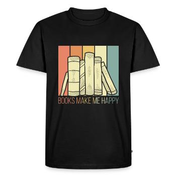 Les livres font le bonheur - T-shirt Premium bio Homme - noir - Devant - Nico (187cm)