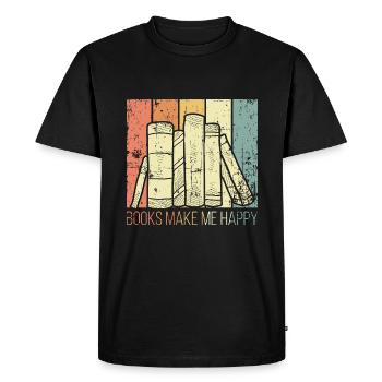 Les livres me rendent heureux - T-shirt Premium bio Homme - noir - Devant - Nico (187cm)