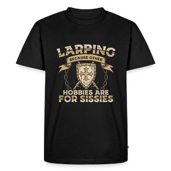 Larping weil andere Hobbys für Schwächlinge sind - Männer Premium Bio T-Shirt - Schwarz - Vorne - Nico (187cm)