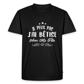 J'peux pas j'ai betise avec ma fille - T-shirt Premium bio Homme - noir - Devant - Nico (187cm)