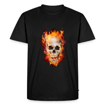 dead head in flames - Men's Premium Organic T-Shirt - black - Front - Nico (187cm)