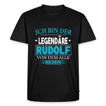 Anniversaire du nom de Rudolf - Jour du nom de Rudolf - T-shirt Premium bio Homme - noir - Devant - Nico (187cm)