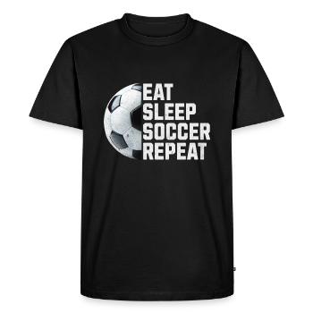 MANGEZ DORMIR SOCCER RÉPÉTER - T-shirt Premium bio Homme - noir - Devant - Nico (187cm)