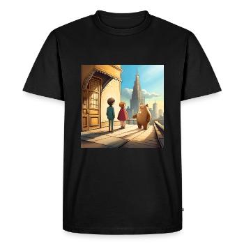 Deux enfants et leur peluche deviennent réalité - T-shirt Premium bio Homme - noir - Devant - Nico (187cm)