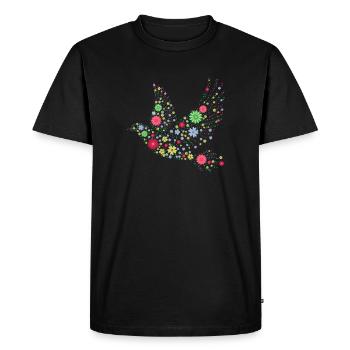 Hippie oiseau de fleurs - T-shirt Premium bio Homme - noir - Devant - Nico (187cm)