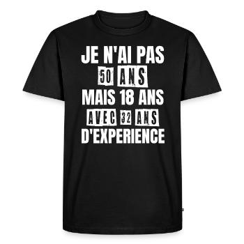 Cadeau d'anniversaire 50 ans - T-shirt Premium bio Homme - noir - Devant - Nico (187cm)