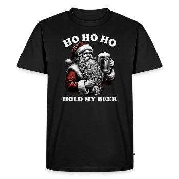 HO HO HO Hold My Beer - T-shirt Premium bio Homme - noir - Devant - Nico (187cm)