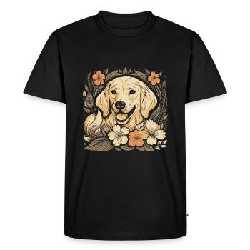 A Golden Retriever surrounded with Lilies - Men's Premium Organic T-Shirt - black - Front - Nico (187cm)