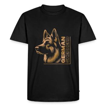 German Shepherd Drawing Head Portrait gold - Men's Premium Organic T-Shirt - black - Front - Nico (187cm)
