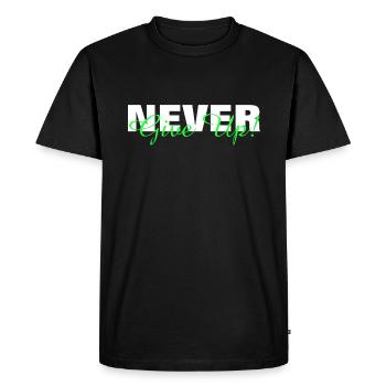 NE JAMAIS ABANDONNER - MOTIVATION - SLOGAN - PERSÉVÉRANCE - T-shirt Premium bio Homme - noir - Devant - Nico (187cm)