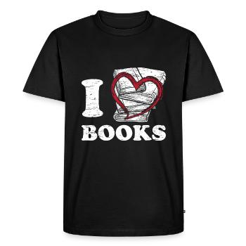Lire les livres - T-shirt Premium bio Homme - noir - Devant - Nico (187cm)