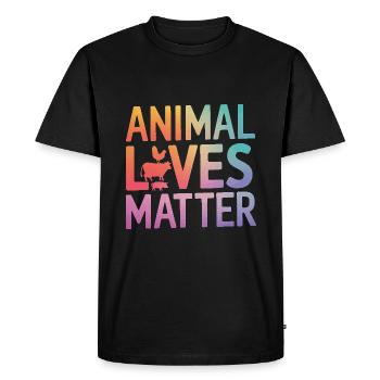 Végétarien Végétalien Végétarien Végétarien - T-shirt Premium bio Homme - noir - Devant - Nico (187cm)