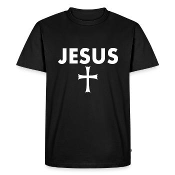 Croix de Jésus - T-shirt Premium bio Homme - noir - Devant - Nico (187cm)