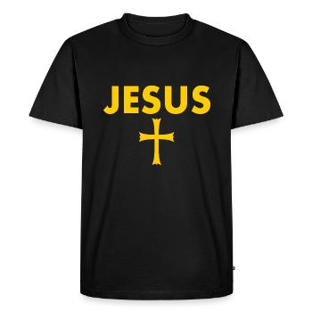 Jesus cross - Men's Premium Organic T-Shirt - black - Front - Nico (187cm)