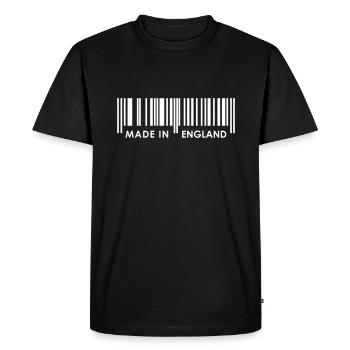 Made in England bar code - Men's Premium Organic T-Shirt - black - Front - Nico (187cm)