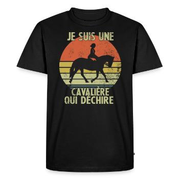 Je suis Une cavalière Qui déchire - T-shirt Premium bio Homme - noir - Devant - Nico (187cm)
