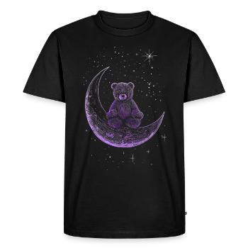 Bear sitting on moon minimalist - Men's Premium Organic T-Shirt - black - Front - Nico (187cm)