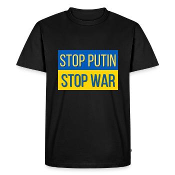 Stop Poutine stop était - T-shirt Premium bio Homme - noir - Devant - Nico (187cm)