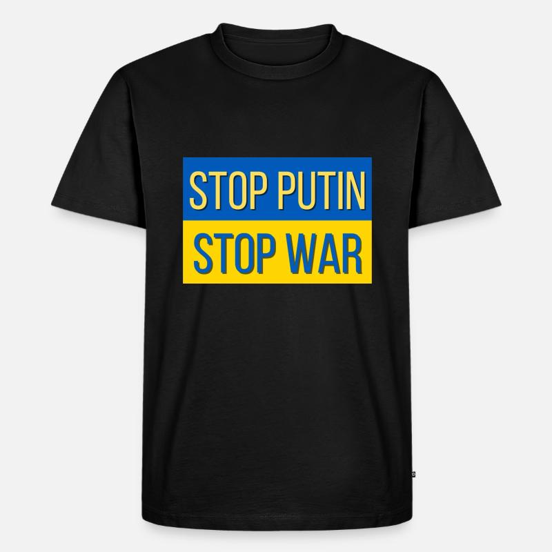 Stop Putin stop war - Männer Premium Bio T-Shirt - Schwarz