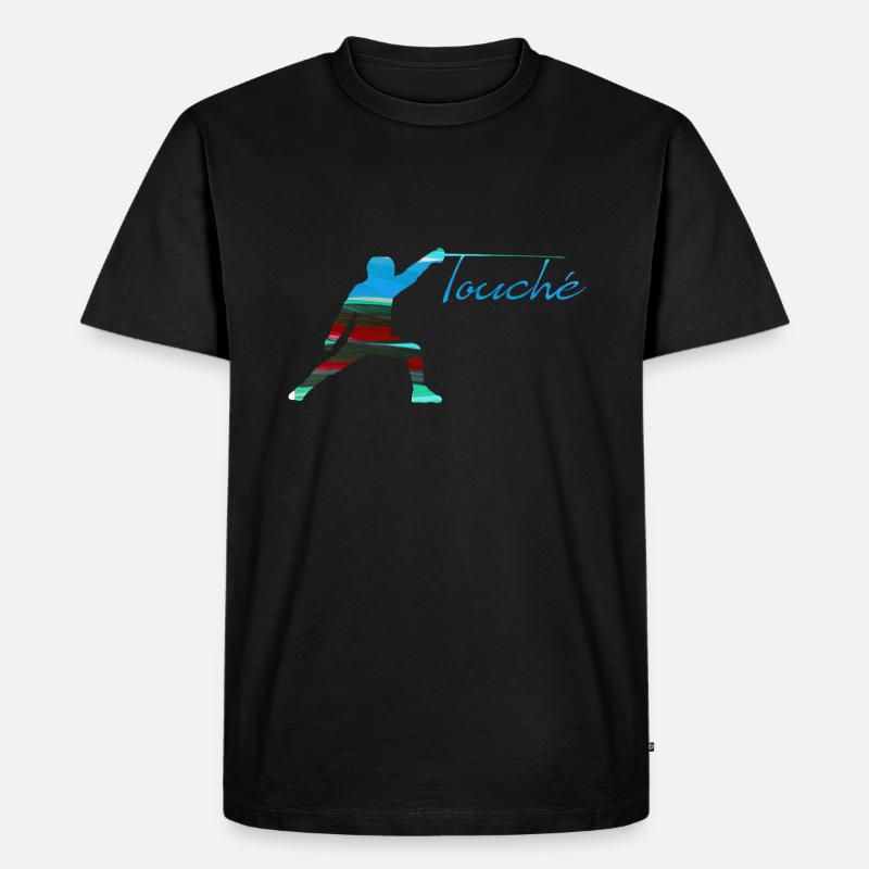 fechten,touché,fechter,fechtsport,bunt,blau - Männer Premium Bio T-Shirt - Schwarz
