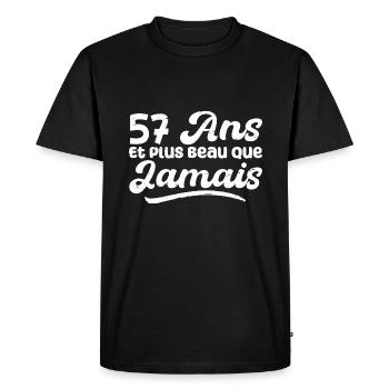 57 Ans Et Plus Beau Que Jamais, Anniversaire Homme - T-shirt Premium bio Homme - noir - Devant - Nico (187cm)