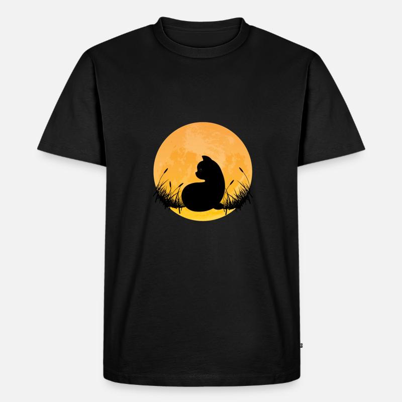 Katzen Mond - Männer Premium Bio T-Shirt - Schwarz