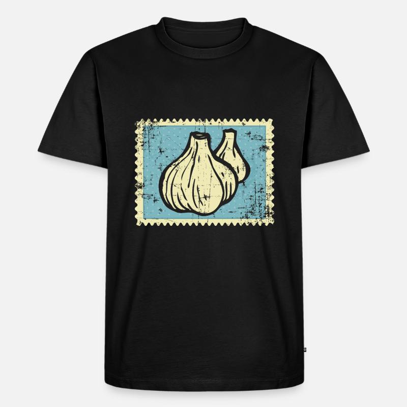Knoblauch Briefmarke - Männer Premium Bio T-Shirt - Schwarz