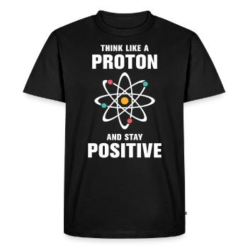 Pensez comme un proton et restez positif - T-shirt Premium bio Homme - noir - Devant - Nico (187cm)
