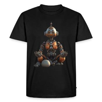 Meditating robot - Men's Premium Organic T-Shirt - black - Front - Nico (187cm)