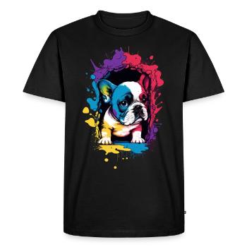 Mignon chiot bouledogue français coloré - T-shirt Premium bio Homme - noir - Devant - Nico (187cm)